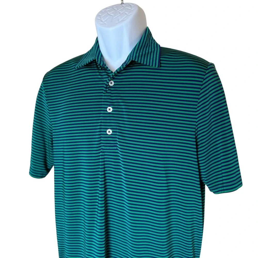RLX Ralph Lauren Polo Shirt Men's Size SM Striped Green‎ Blue Golf Performance
